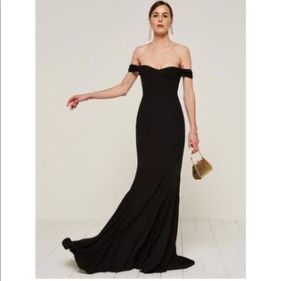 Reformation Dresses & Skirts - Reformation black off shoulder mermaid gown